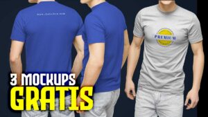 3 Mockups Front-Side-Back de playera para hombre
