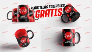 4 Mockups Editables para personalizar tazas