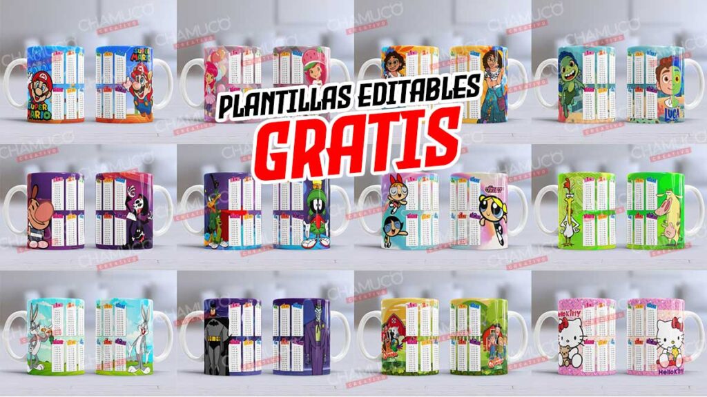 Plantillas para Sublimar de Tablas de Multiplicar con Editables