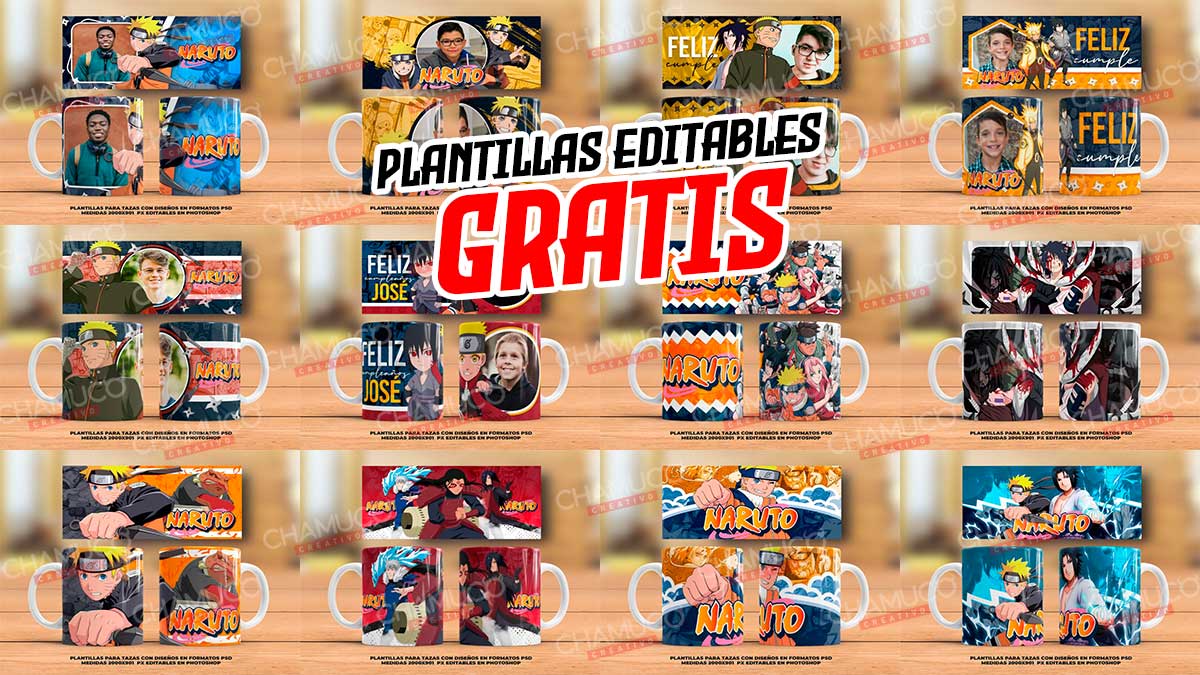 Plantillas Para Sublimar De Naruto Con Editables Y Mockups Chamuco Creativo