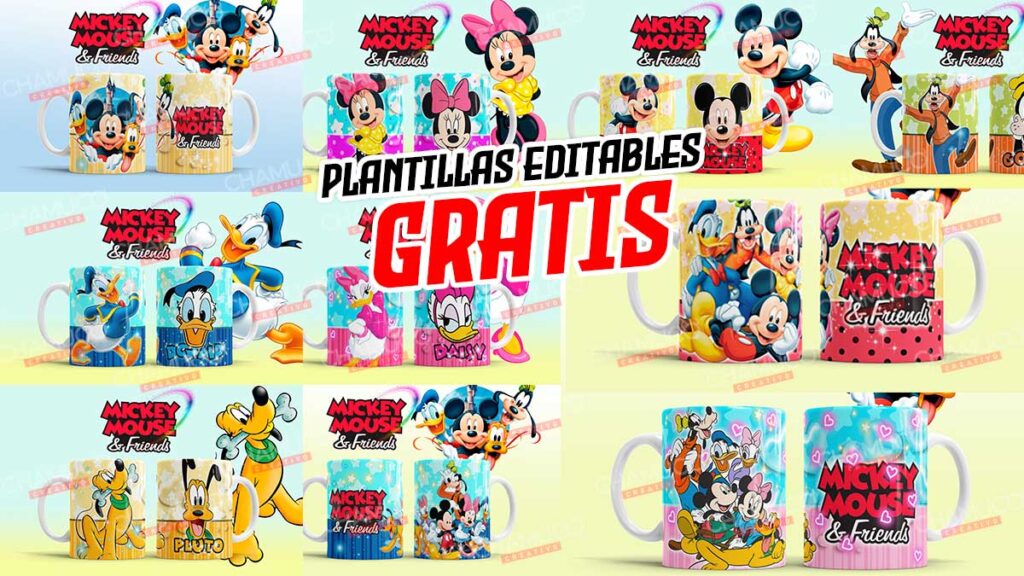 Plantillas Para Sublimar Tazas De Mickey Y Sus Amigos Con Editables