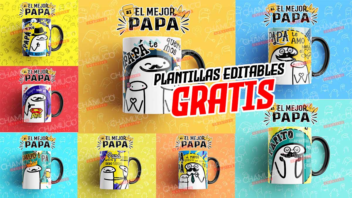 Plantillas para Sublimar Papá Flork Feliz con Editables y Mockups