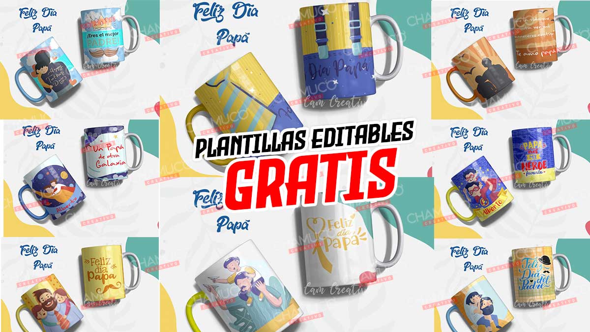 Plantillas para Sublimar Feliz Día Papá con Editables y Mockups