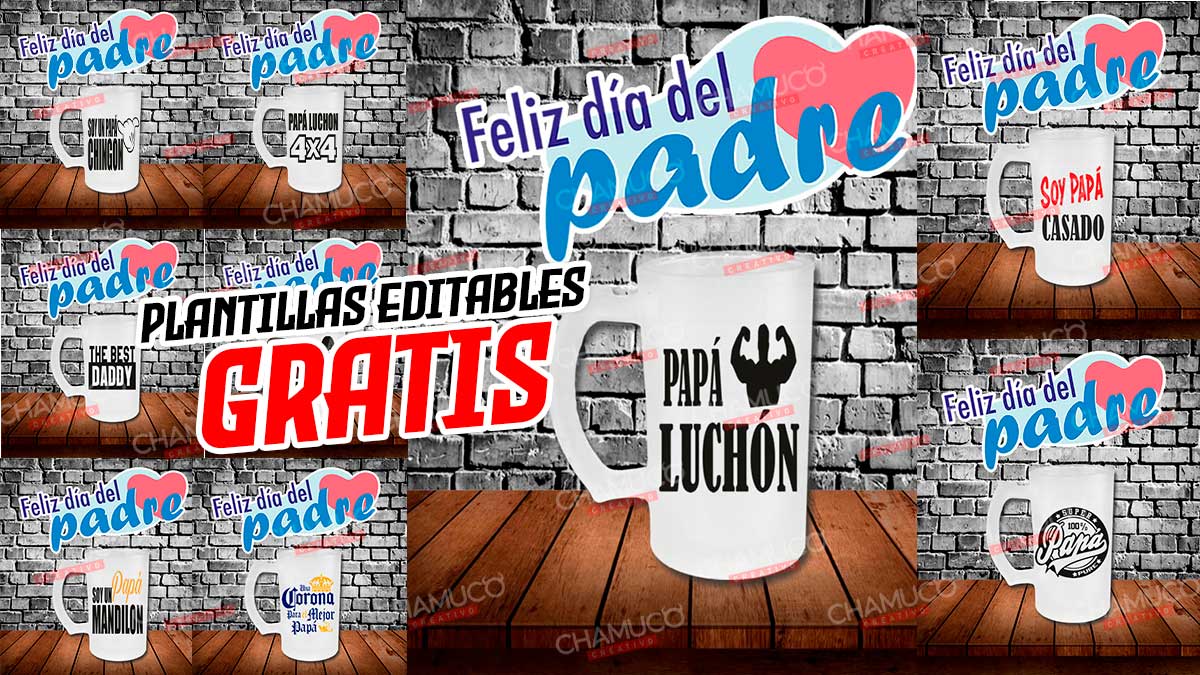Plantillas para Sublimar Tarros Cerveceros para Papá con Editables y Mockups
