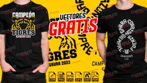 Vectores para Corte ó Sublimación Playera Tigres Campeón con Mockups