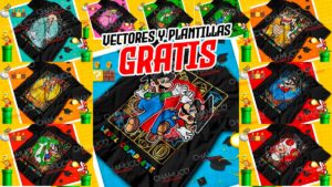 Vectores para corte o sublimación de playeras de Mario Bros Graduados con Mockups