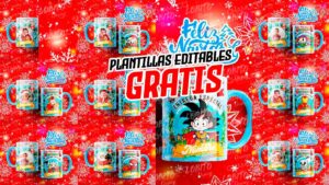 Plantillas para Sublimar Tazas Navidad Animada con Editables y Mockups