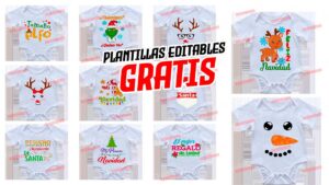 Plantillas para Sublimar Mamelucos de Navidad con Editables y Mockups