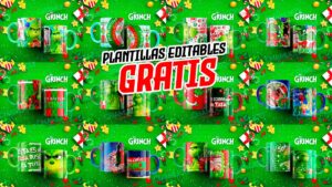 Plantillas para Sublimar Tazas del Grinch con Editables y Mockups