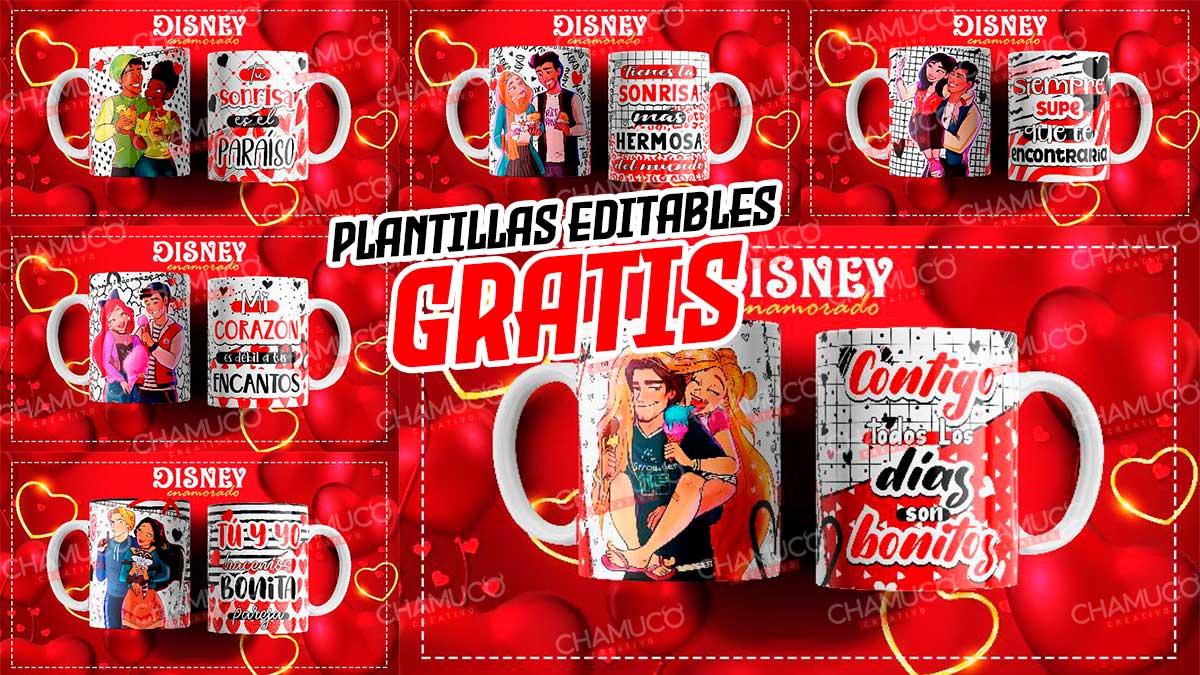 Plantillas Para Sublimar Cojin Y Taza Dia Del Amor Con Editables 