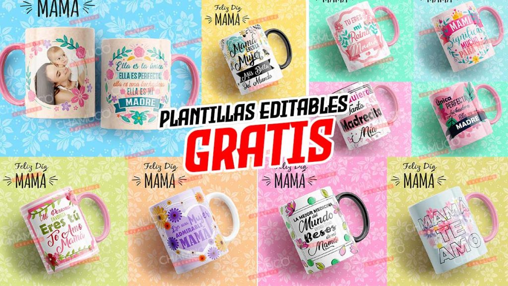 Plantillas Para Sublimar Tazas Feliz Dia Mamá Con Editables 