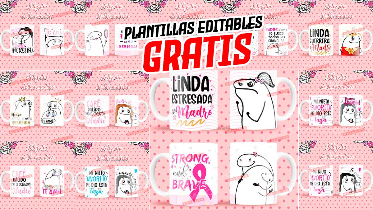 Plantillas para Sublimar Taza Flork Mami con Editables y Mockups