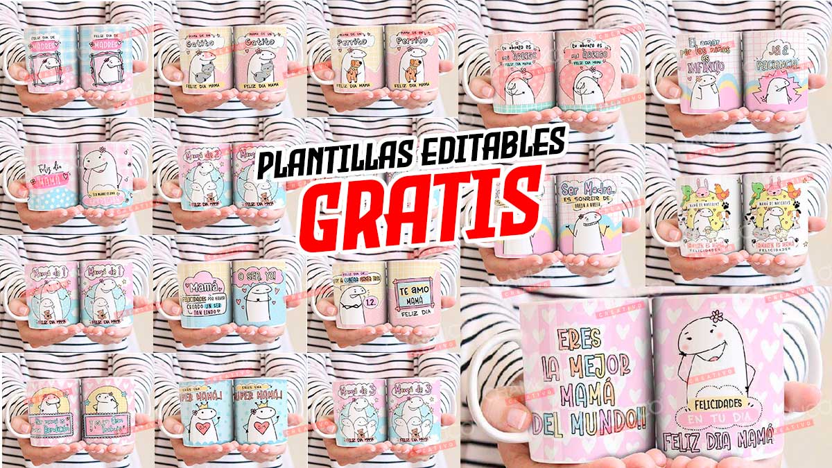 17 Plantillas para Sublimar Tazas Madrecita Flork con Editables y ...