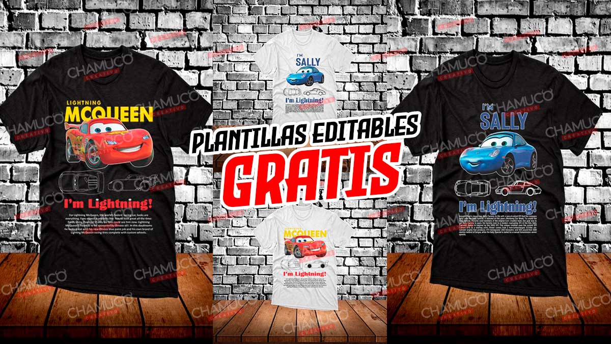 Plantillas para Sublimar Playeras de Rayo McQueen con Editables