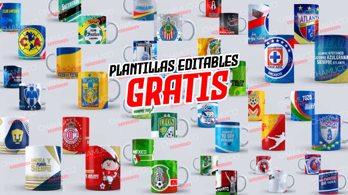 20 Plantillas para Sublimar Tazas de Futbol Mexicano con Editables y