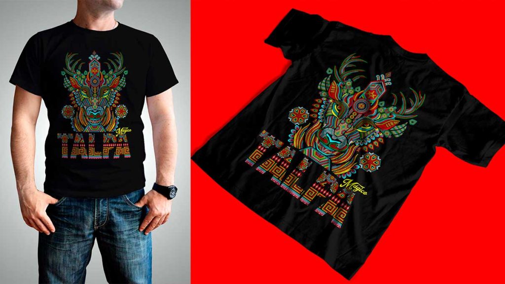 Plantilla para Corte, Sublimación o DTF de Venado Huichol con Editable y Mockups