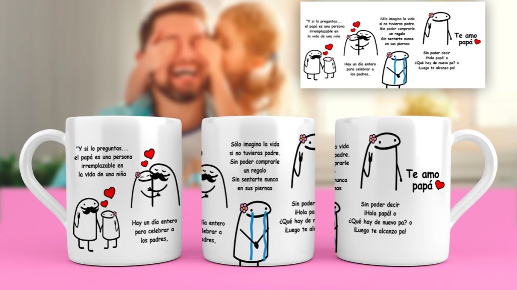 Plantilla PNG para Sublimar Taza Flork Papá Te Amo con Mockup incluido