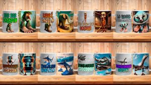 8 Plantillas PNG para Sublimar Tazas Tlaleros con Mockups